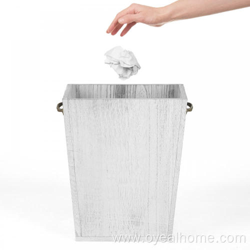 Freestanding Vintage Grey Wood Trash Can for Home